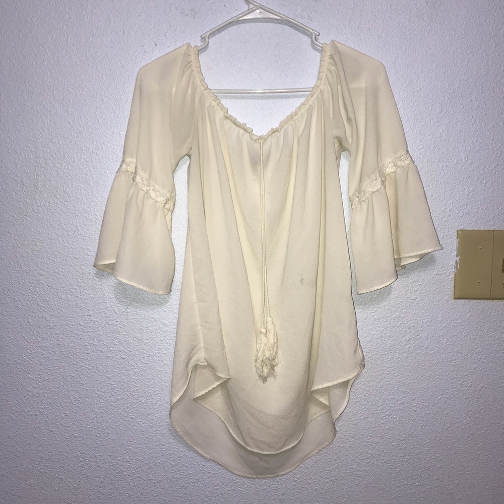 Créme off the shoulder blouse (offers welcomed)